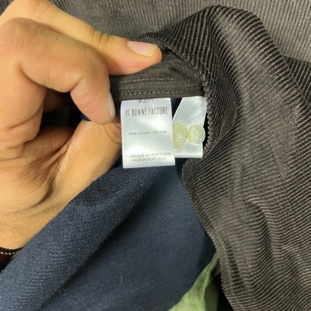 De Bonne Facture Men’s Green and Blue Colorblock Shirt - Picture 5 of 5